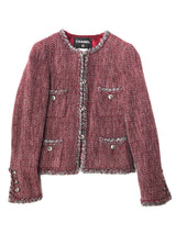 Chanel Cranberry Tweed Wool Blazer