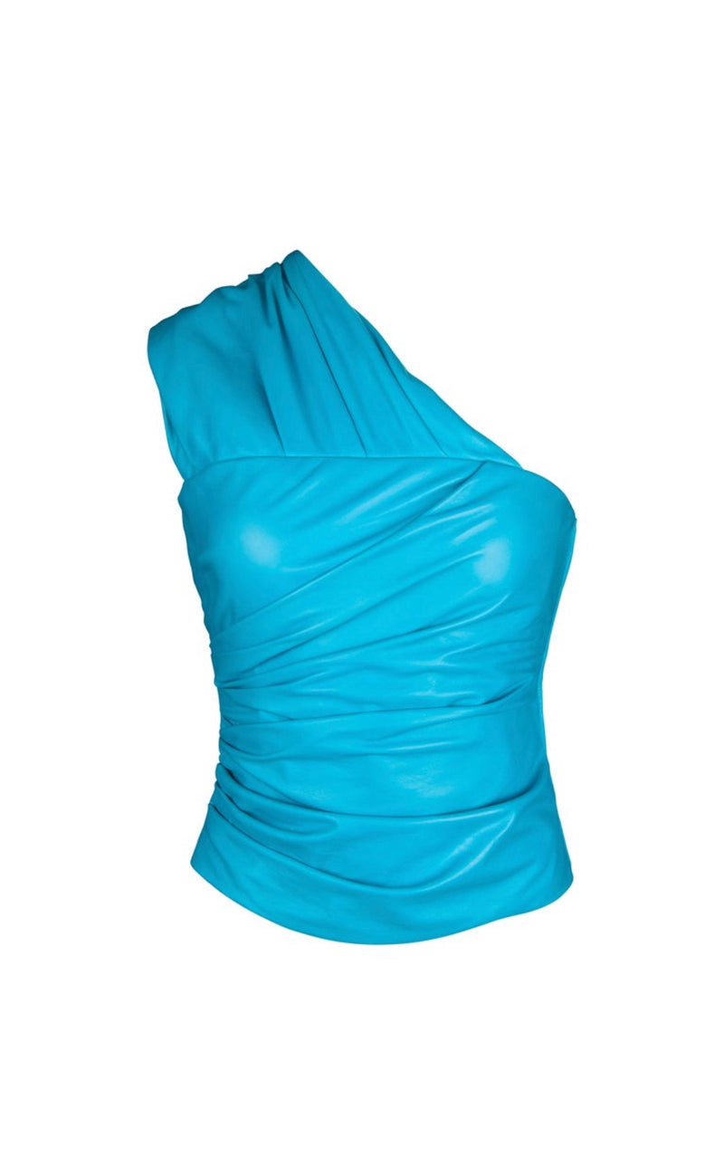 Versace Turquoise Blue Leather Top